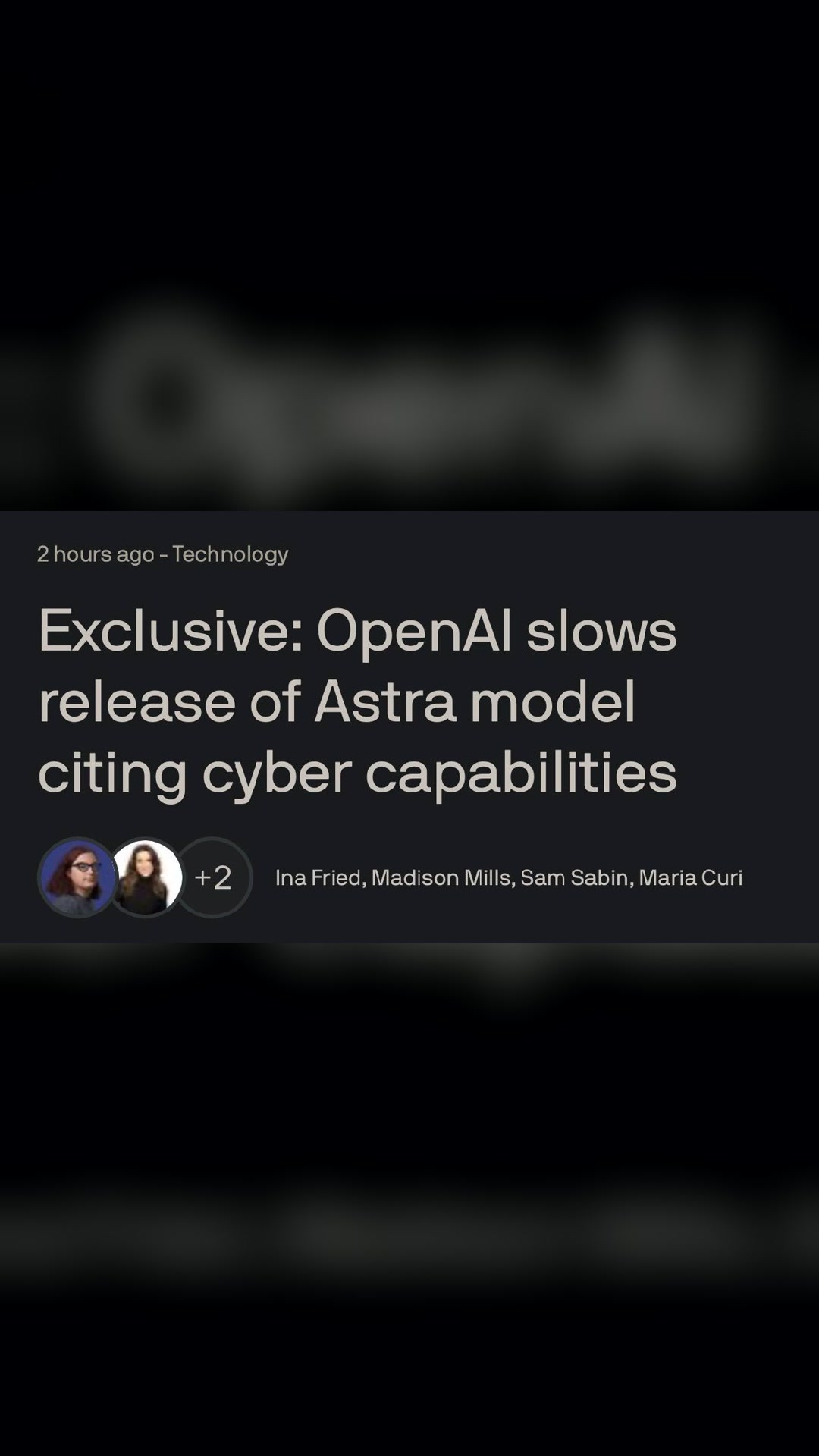 ⚡️ OpenAI замедлила выпуск Astra